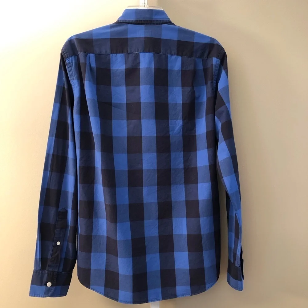 J Crew Men's Blue Plaid Long Sleeve Shirt Size M (Slim)